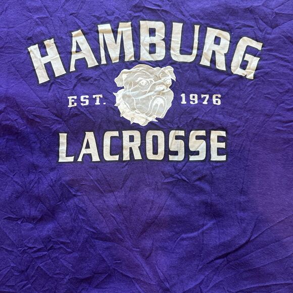 Hamburg Lacrosse Bulldog EST 1976 Coachs Vs Cancer Purple Shirt Mens Large - Picture 6 of 10